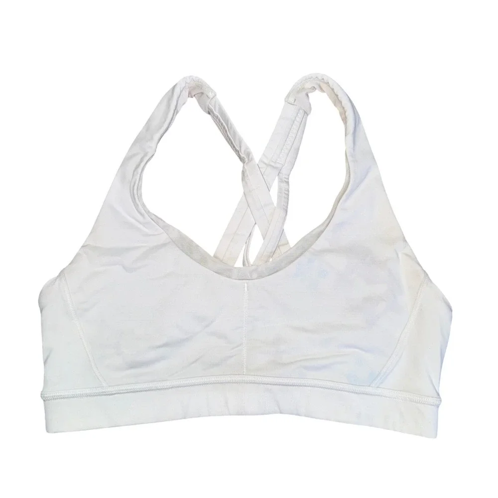 Lululemon Energy Bra Women 6 White Fair Strappy Crossback Sports Bra
